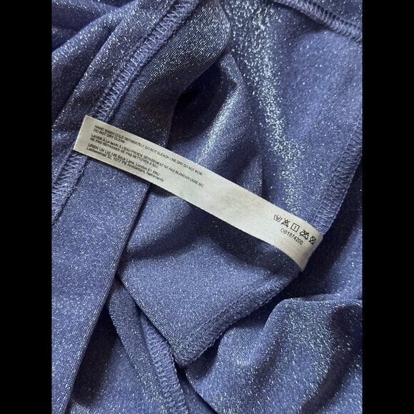 Free People Shirt Large Womens Purple Metallic Shiny Long Sleeve Nylon Top - Picture 8 of 9